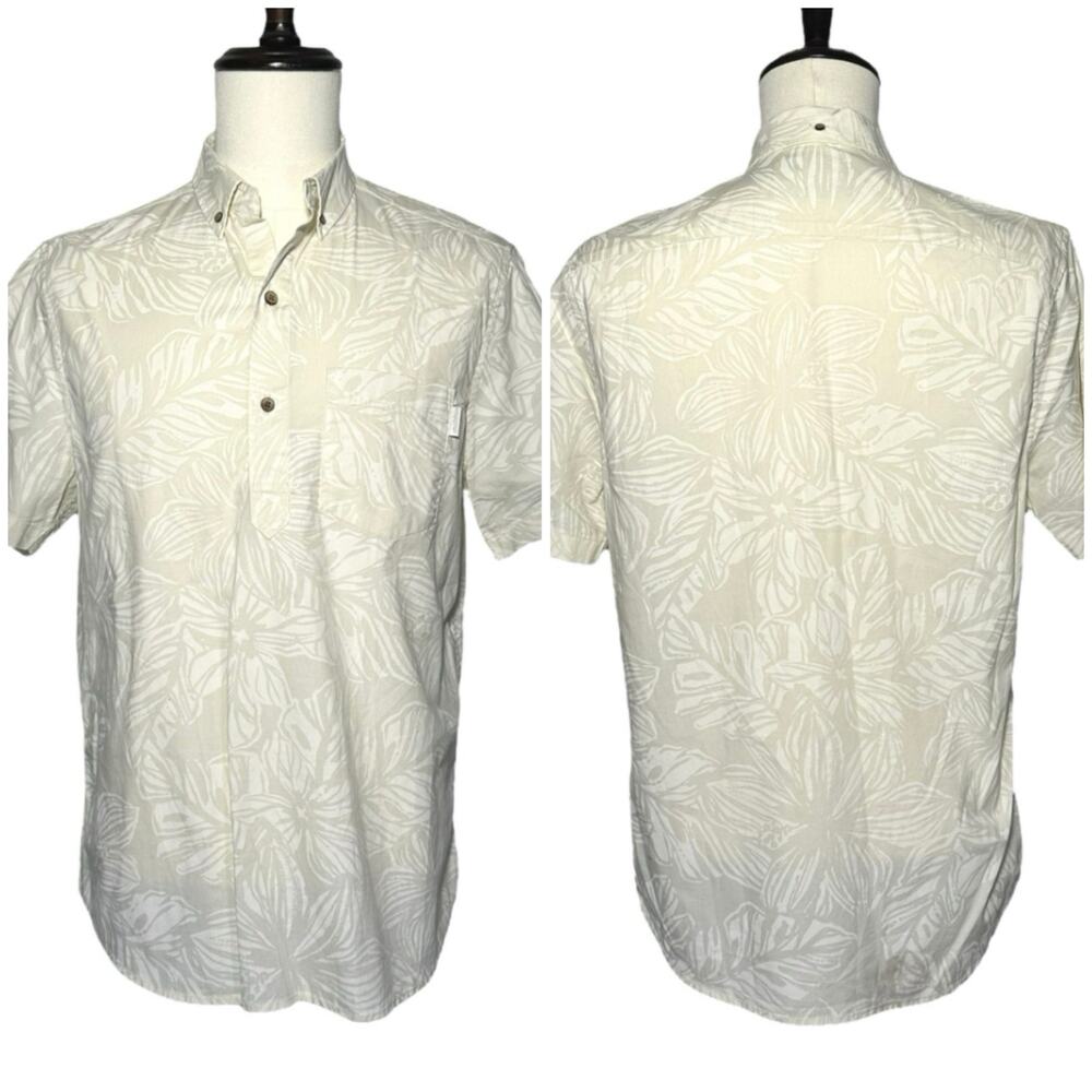 Chubbies | Men | Cream Tropical Palm Print Beach Popover Shirt | Medium
